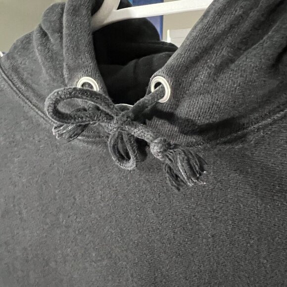 Vtg Champion Reverse Weave Stitched Logo Pullover Hoodie Black Size Kid's Large - Picture 5 of 9